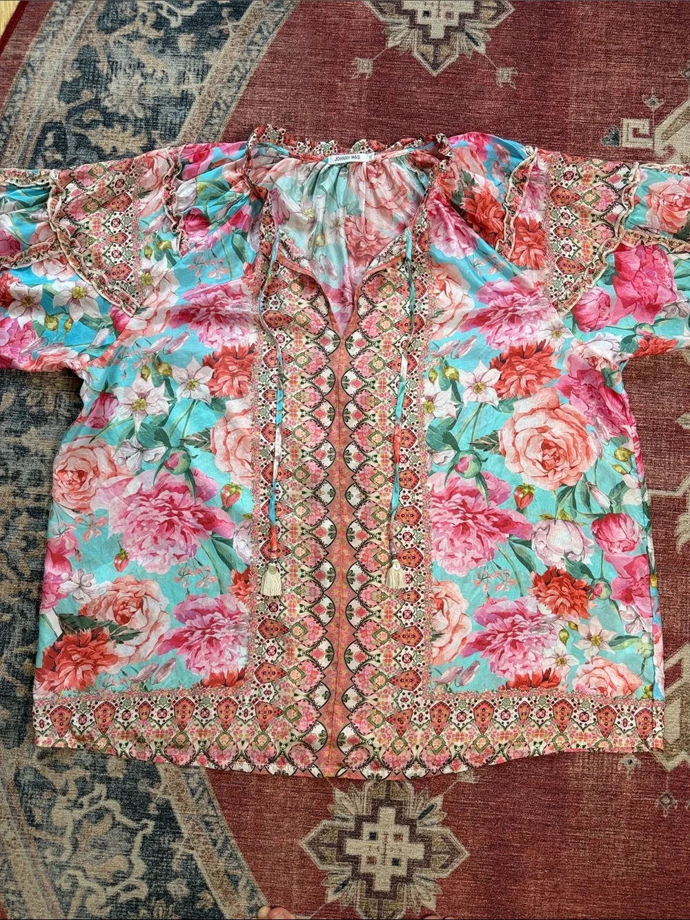 JOHNNY WAS Rose Narcisa Blouse Size XL